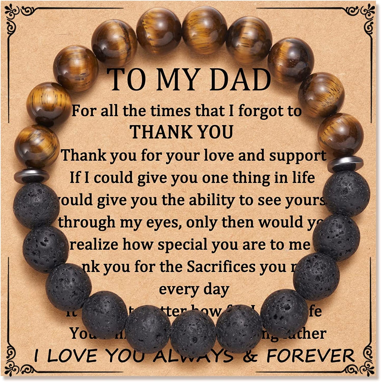 Fathers Day Gifts for Dad/Grandpa/Uncle/Boyfriend Gifts Natural Lava Stone Bracelet for Men