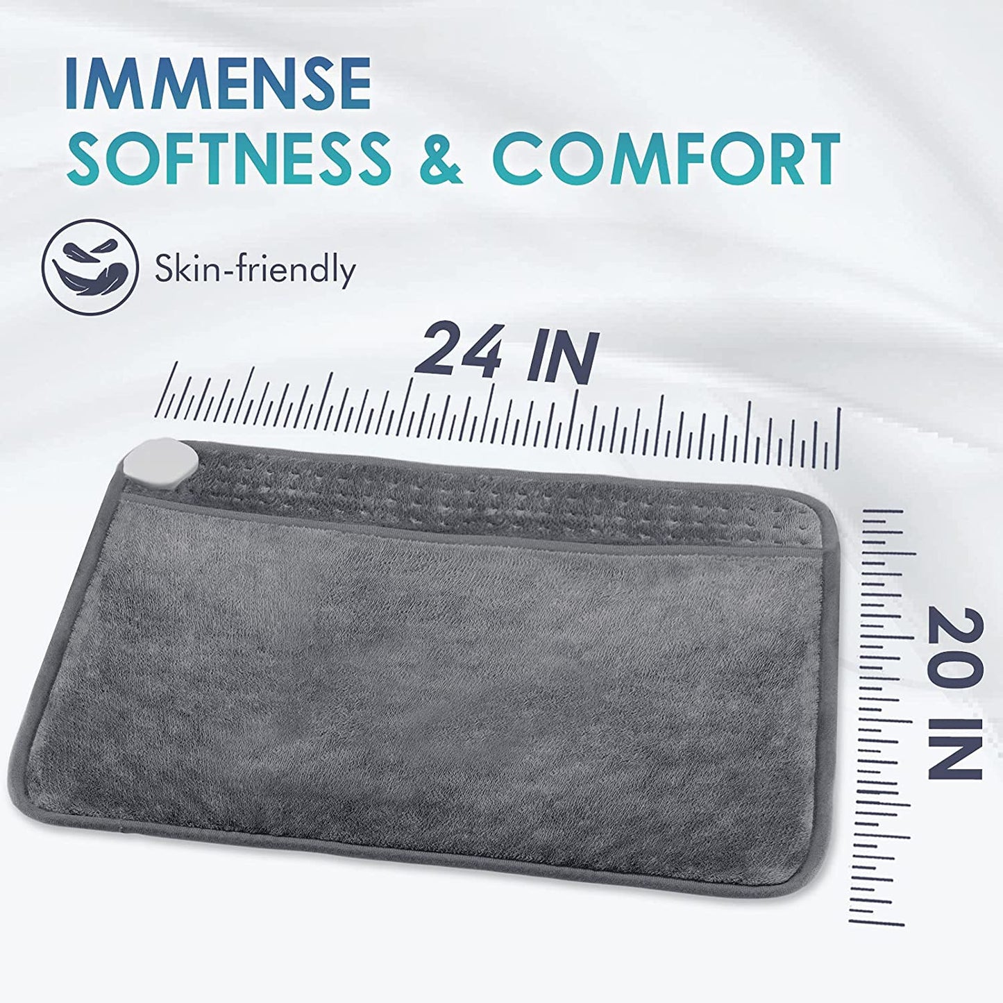 Heated Foot Warmers, 20"x24" Electric Pad w/ 6 Heat Settings, Overheating Protection, Gray