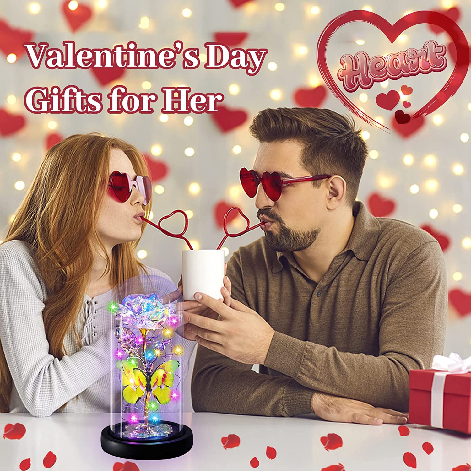 Valentines Day Gifts I Love You Mom Galaxy Roses in Glass Dome, Enchanted Eternal, Colorful