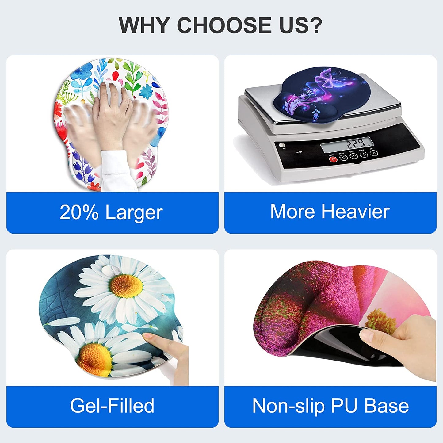 Ergonomic Mouse Pad w/ Wrist Support Rest [ 20% Larger] w/ Coaster Non-Slip, A-Beach