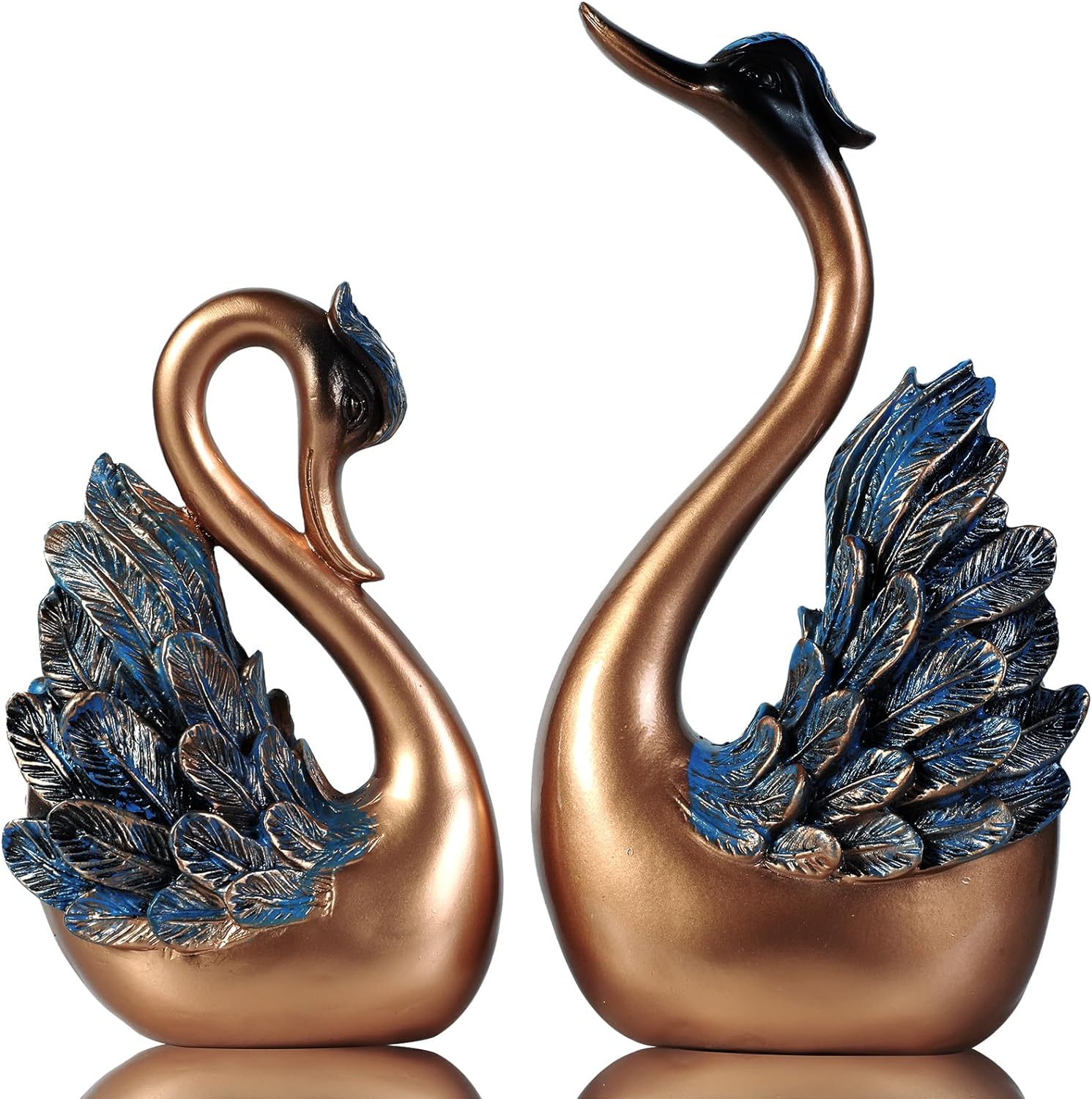 2pcs Swan Statues Couple's Home Decorations for Living Room Decor and Accessories, Gold Sculptures Home Decor for Coffee Table, Book Shelf Decor Accents