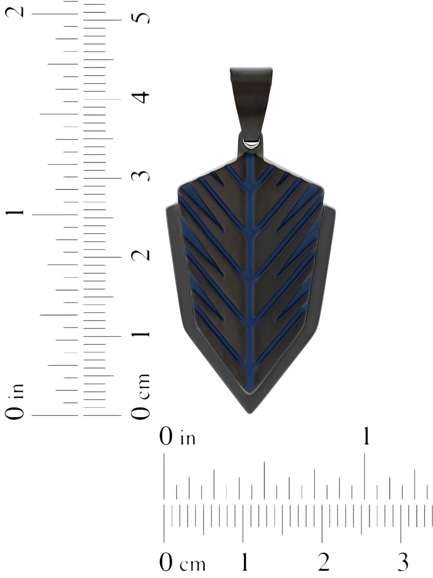 Men’s Black & Blue Stainless Steel Armor Shield Pendant Necklace