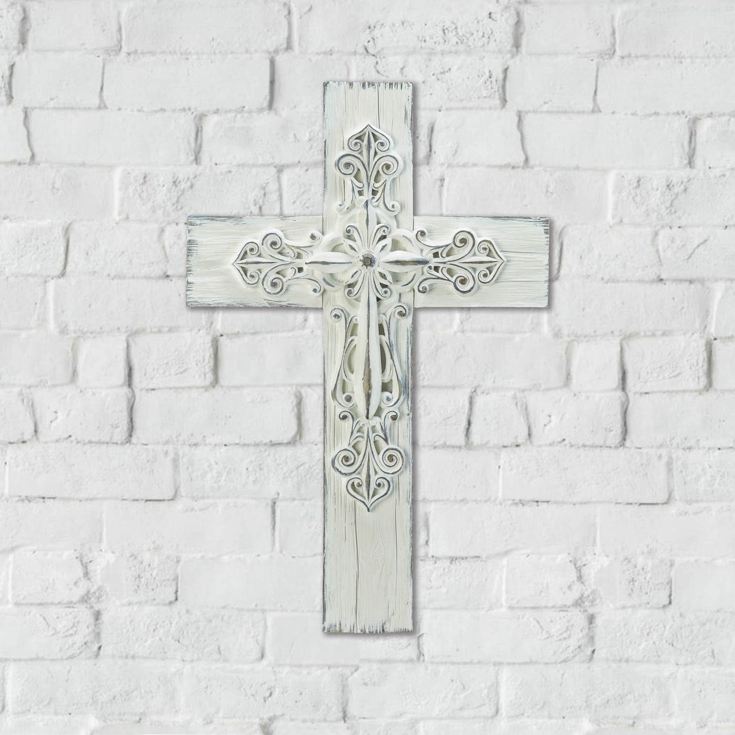 ORNATE WHITEWASHED CROSS