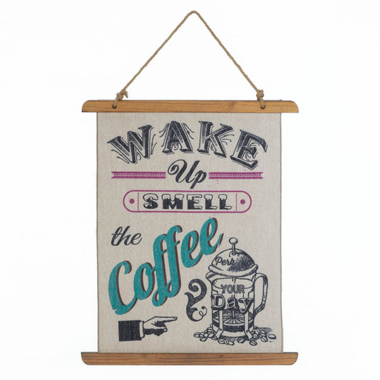 COFFEE PERK UP LINEN WALL ART