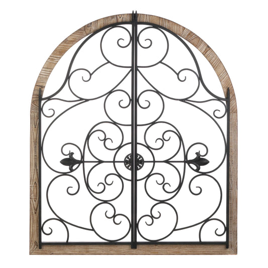 ARCHED WOOD AND IRON WALL DECOR