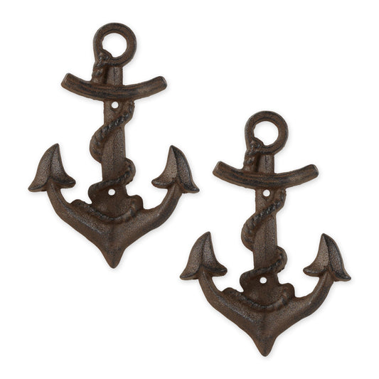 Anchor With Rope Wall Hook Set of 2