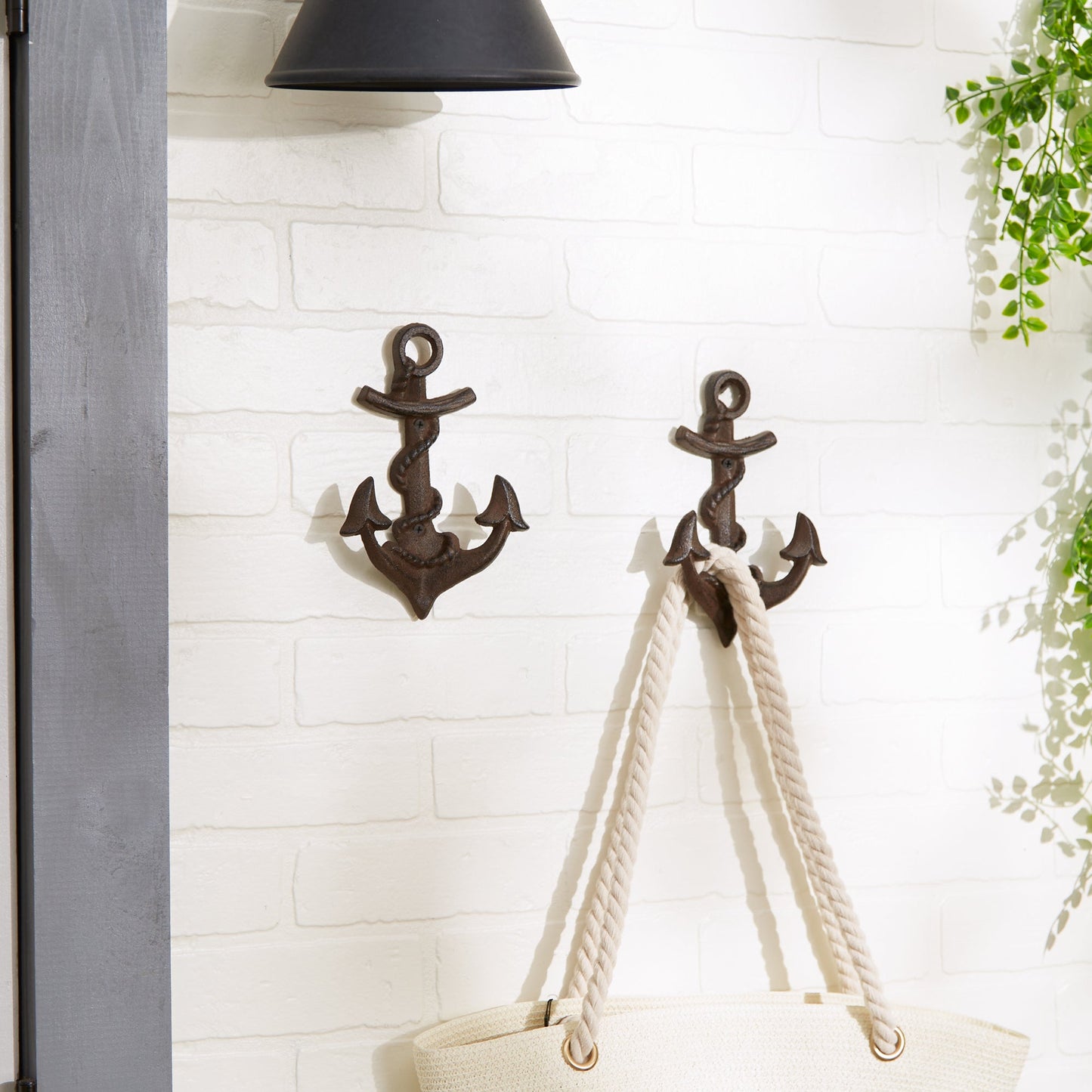 Anchor With Rope Wall Hook Set of 2