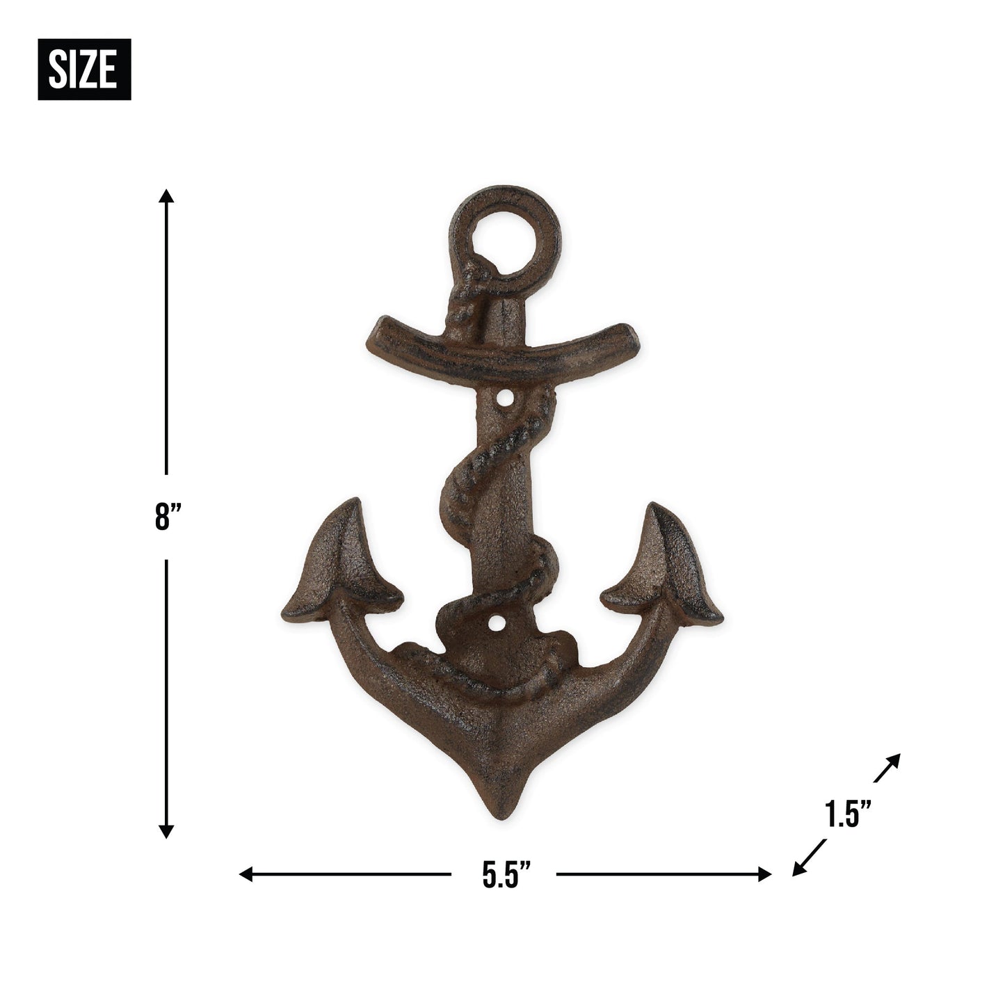 Anchor With Rope Wall Hook Set of 2