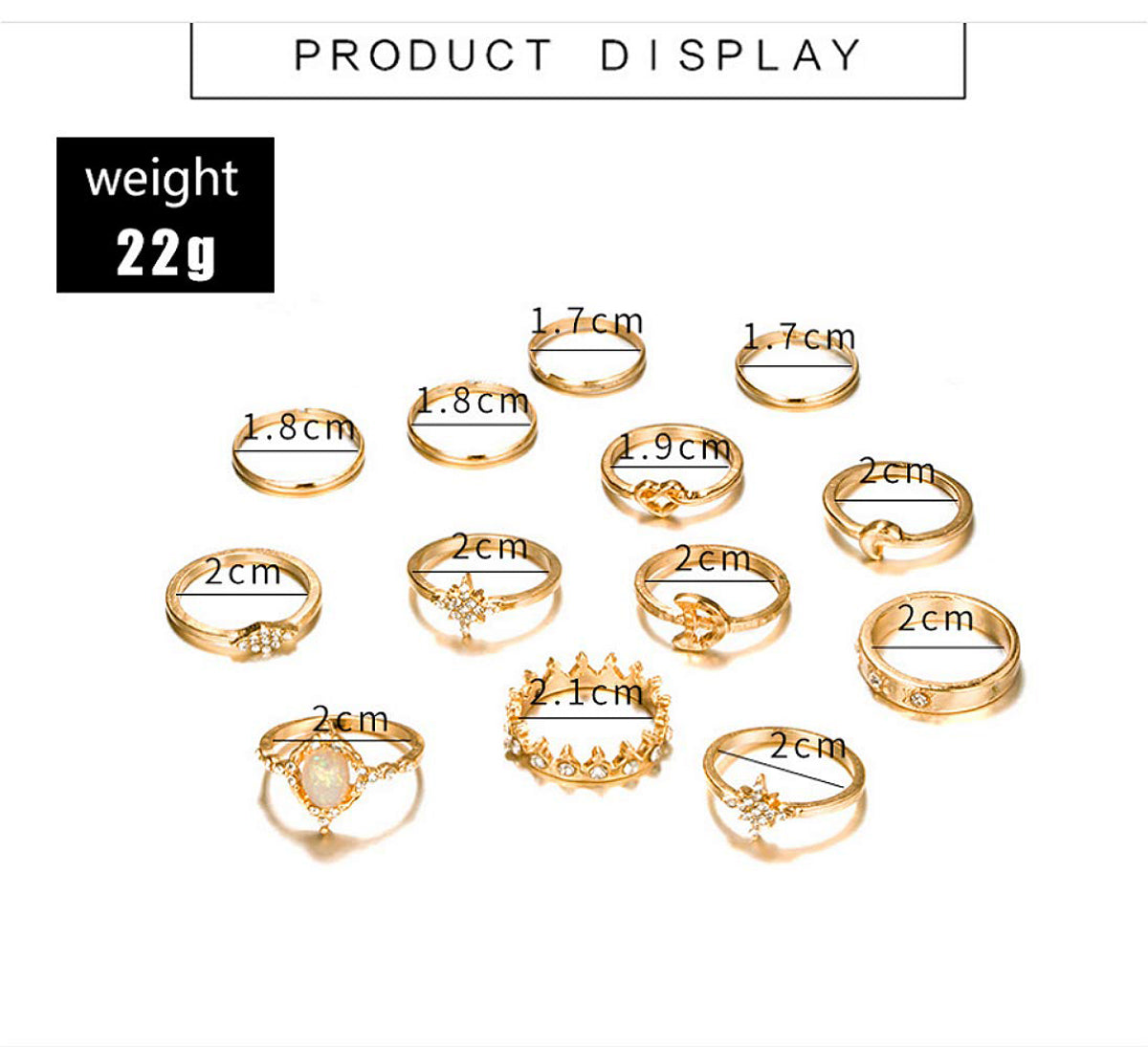 13Pcs Women Rings Knuckle Set Gold Bohemian