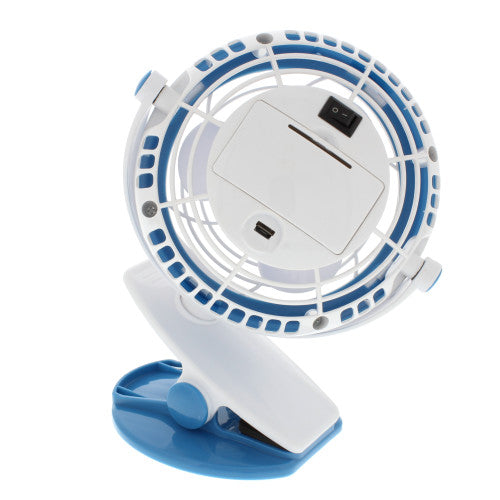 4" USB/Battery Clip Combo Fan, Blue