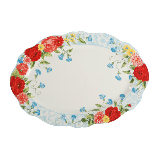 Rose 21-Inch Oval Serving Platter