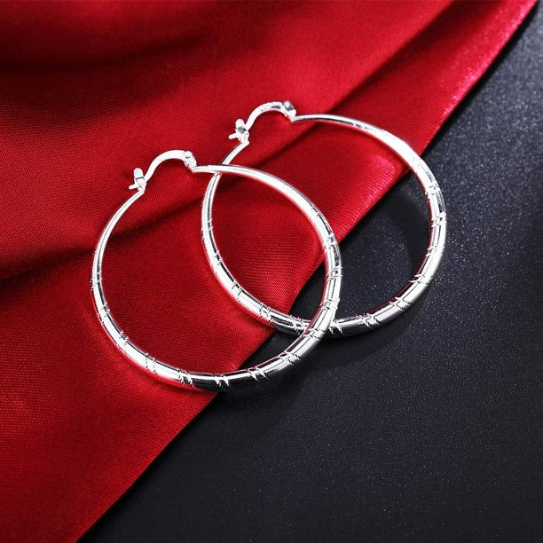 925 sterling solid silver ear stud hoop earrings for women