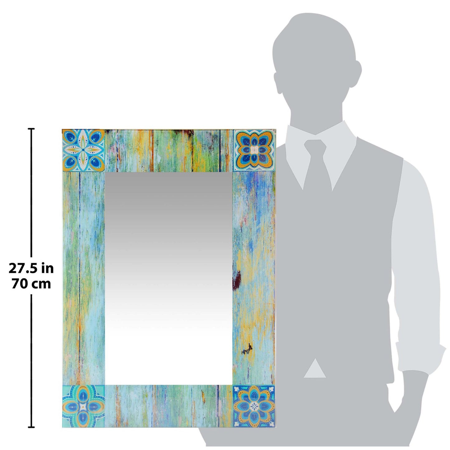 Chic Country Mosaic Rectangle Wall Mirror - 19.75W x 27.5H inches