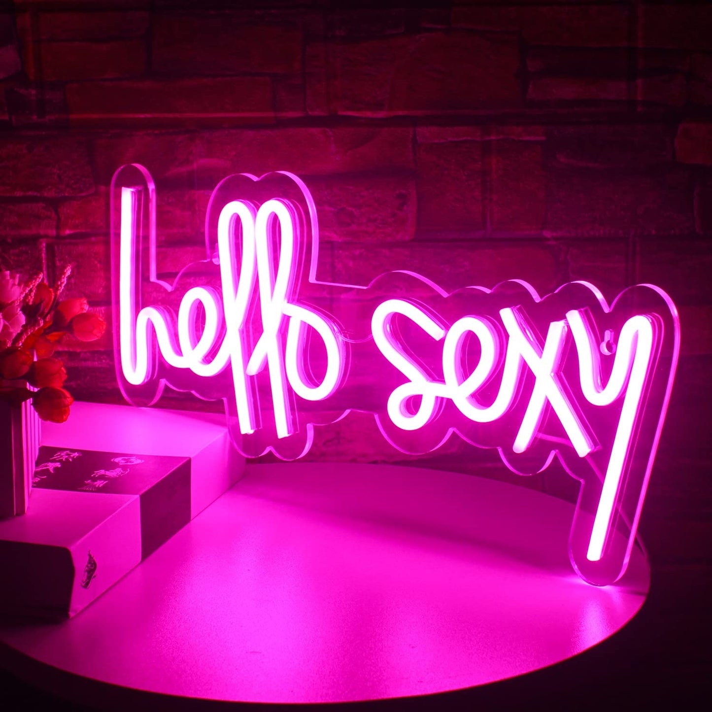 Hello Sexy USB Neon Sign Pink LED Neon Lights for Bedroom Decoration