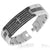 Stainless Steel Black Silver-Tone Religious Cross English Prayer Men's Bracelet