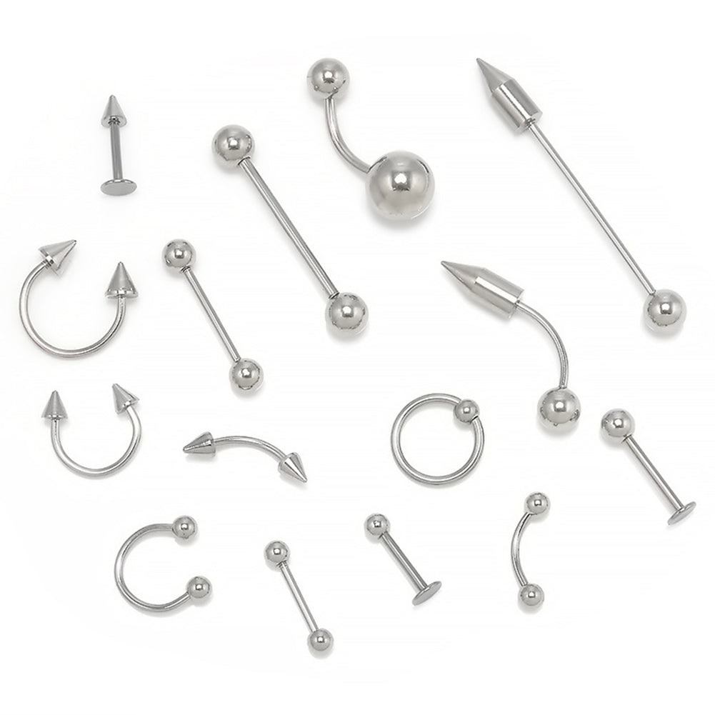 Stainless Steel Mixed Body Piercing Jewelry Tongue Lip Eyebrow Nose Belly Ring 85pcs/set