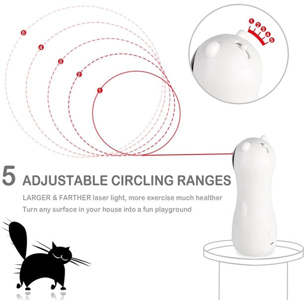 Laser Toy Automatic, Interactive Laser Pointer for Cats/Dogs USB Charging/Battery Powered