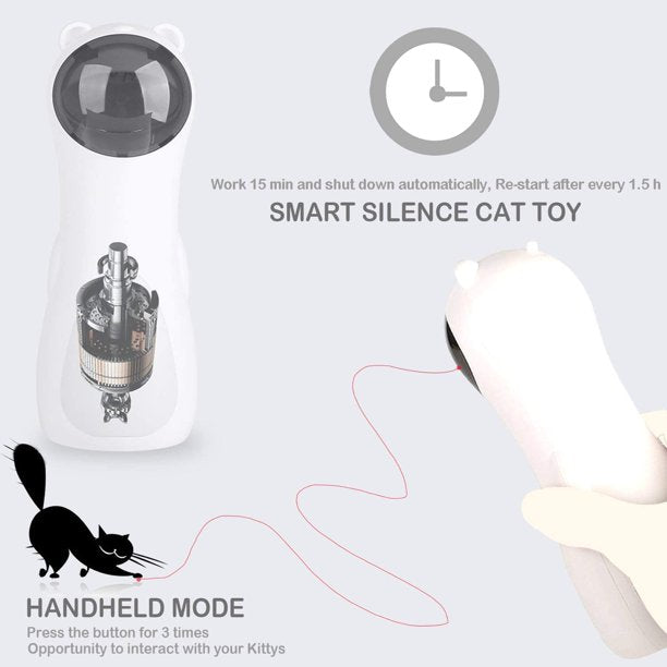 Laser Toy Automatic, Interactive Laser Pointer for Cats/Dogs USB Charging/Battery Powered