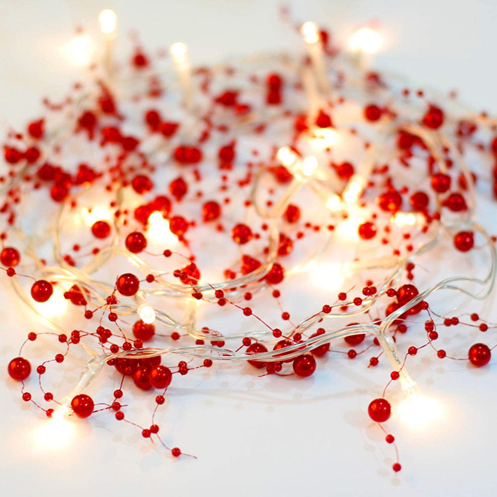 30 LEDs Lighted Berry Beaded Garland Fairy Light Christmas Decoration