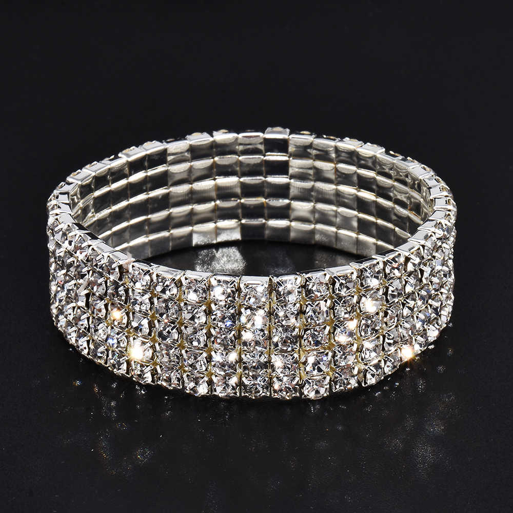 Silver Crystal Tennis Bracelets for Women Five Layers