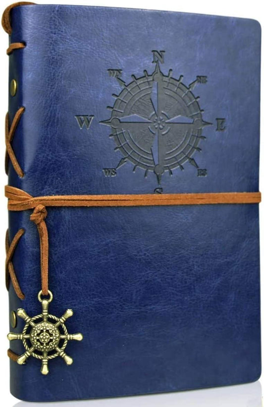 Vintage Leather Journal Travelers Notebook Refillable Journals Refillable Diary Planner(Dark Blue)
