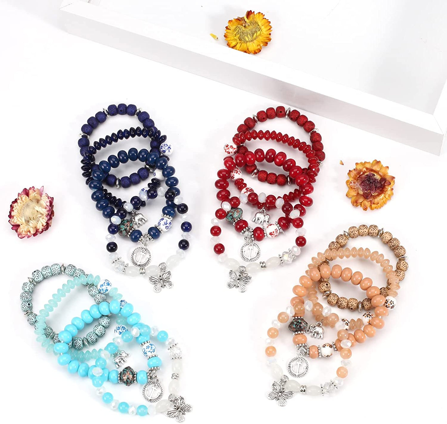 Bohemian Bracelets for Women Stretch Multilayer Colorful Beads Bracelet