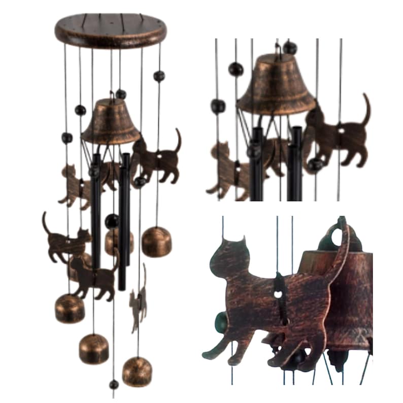 26 Bronze Cats  Wind Chimes