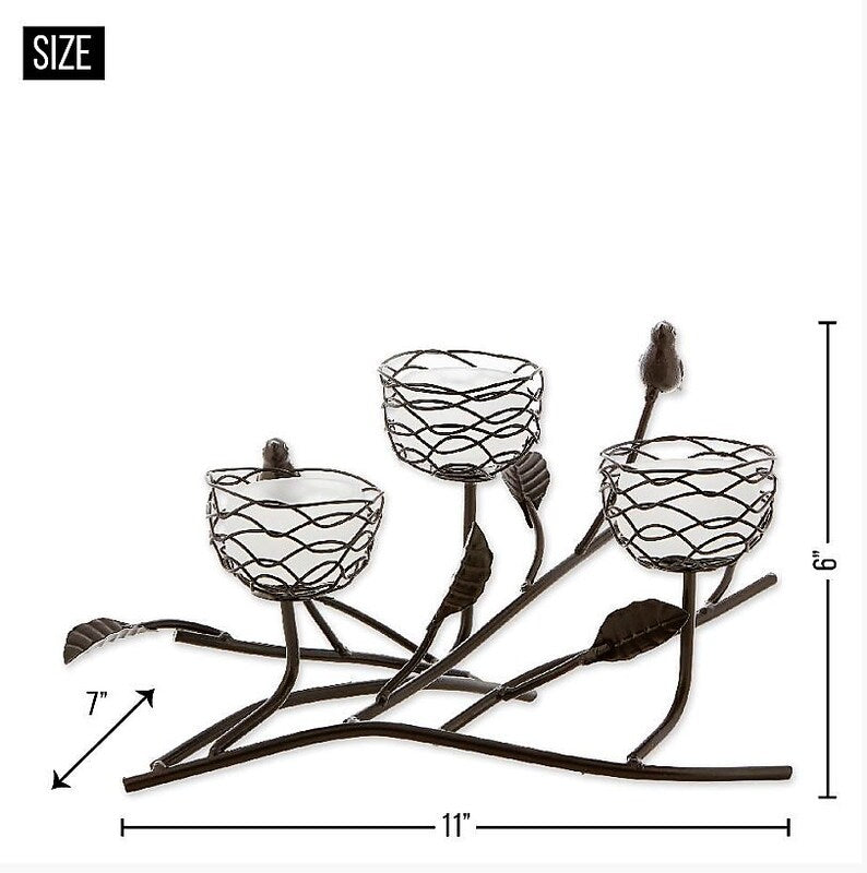 Unique Style Nesting Birds-Look Triple Tealight Candle Holder for Home Decration