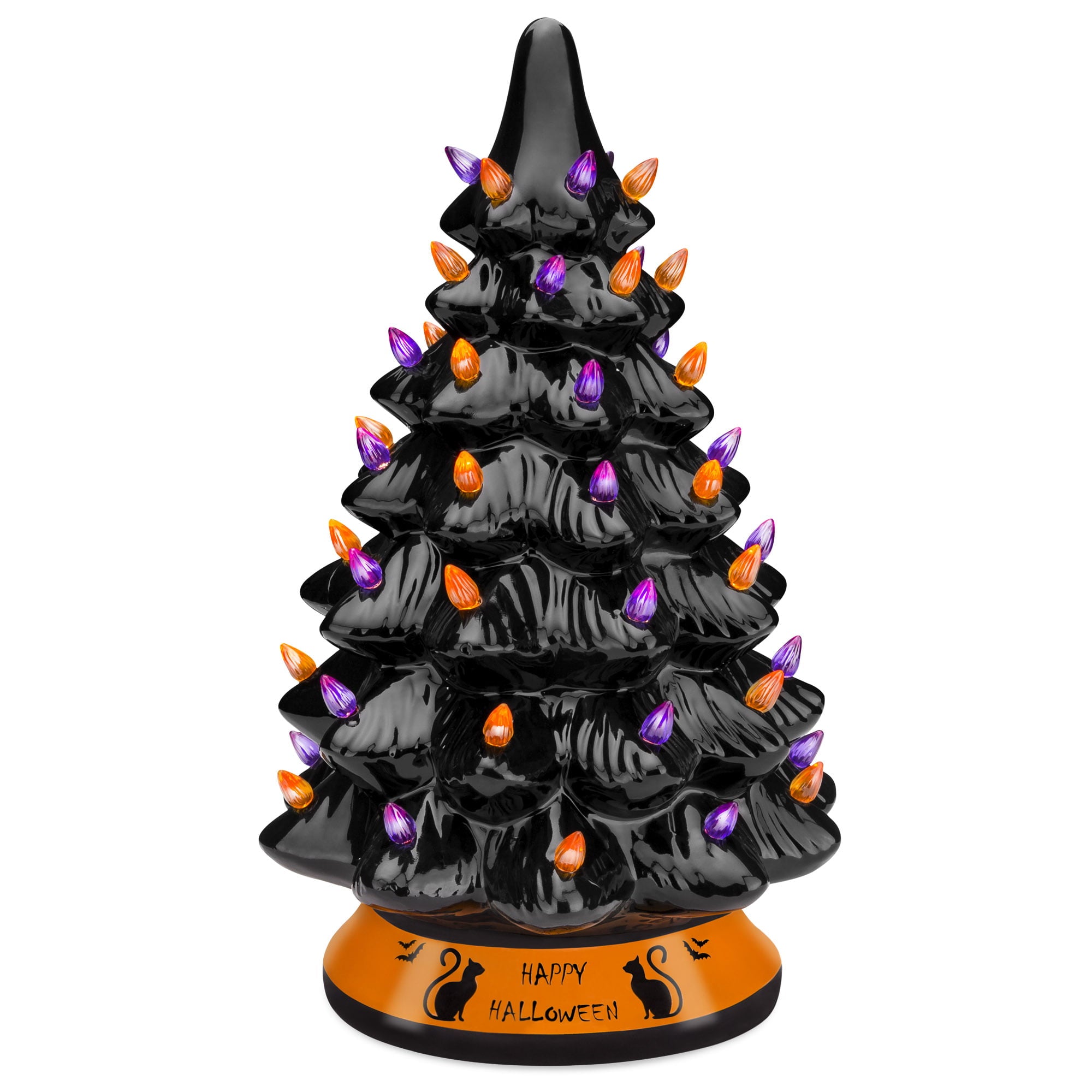 Pre-Lit 15in Ceramic Halloween Tree Holiday Decoration