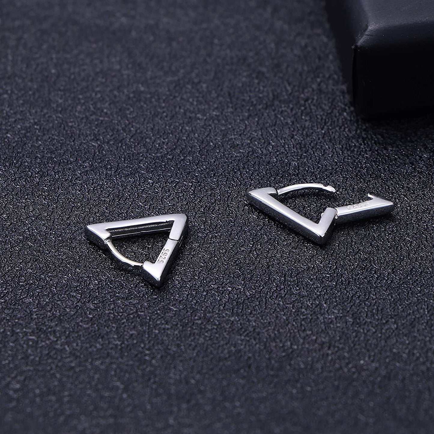 925 Sterling Silver Small Hoop Earrings 18K Gold Plated, Silver Triangle Huggie Hoop Earrings