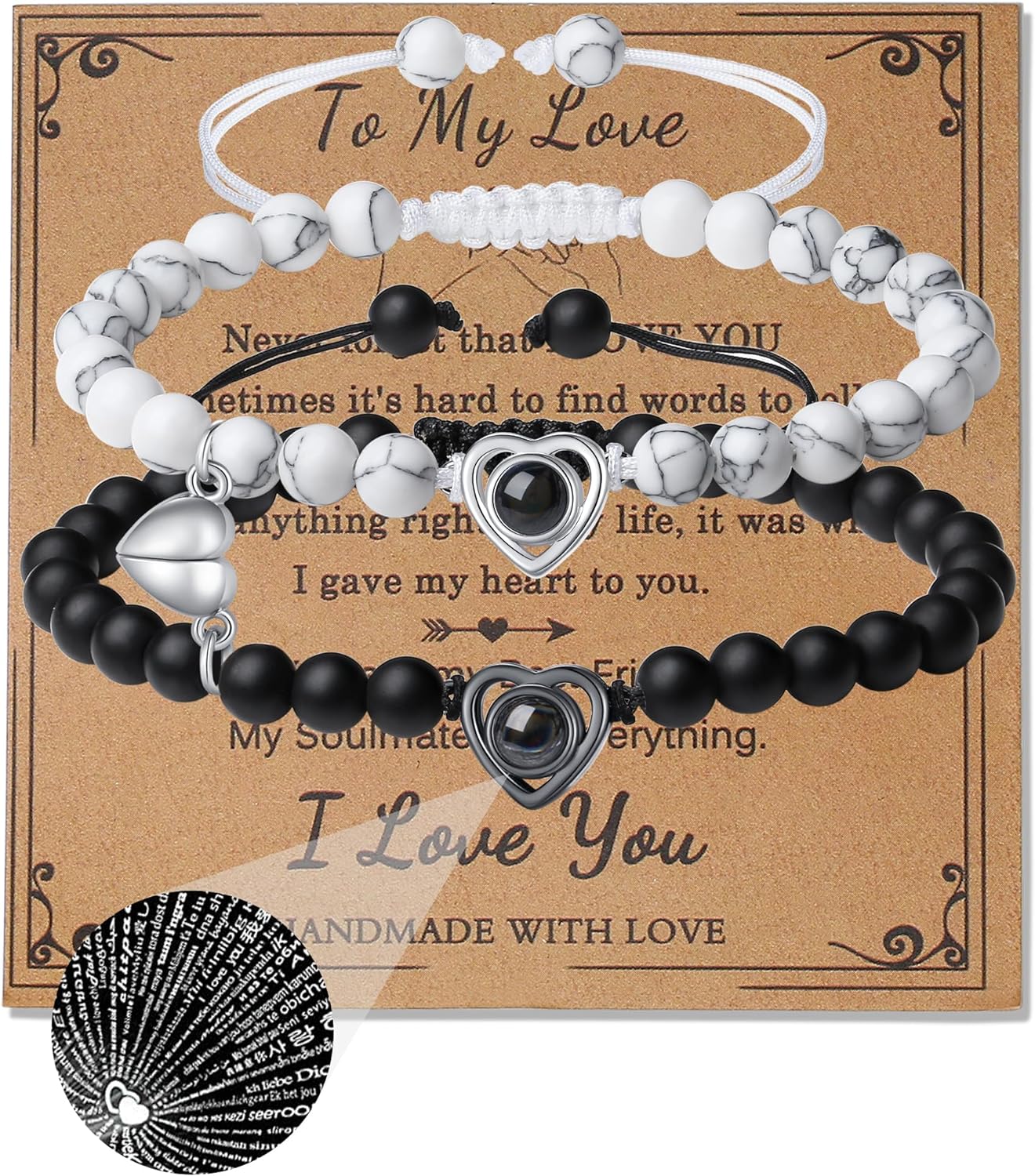 Couples Bracelets His And Her Matching Bracelets For Couples 100 Languages I Love You Gifts Bracelets Jewelry
