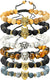 6PCS Bead Bracelets Set Dragon/Lion/Panther Charm Lava Rock Natural Stone Bracelet, 8MM