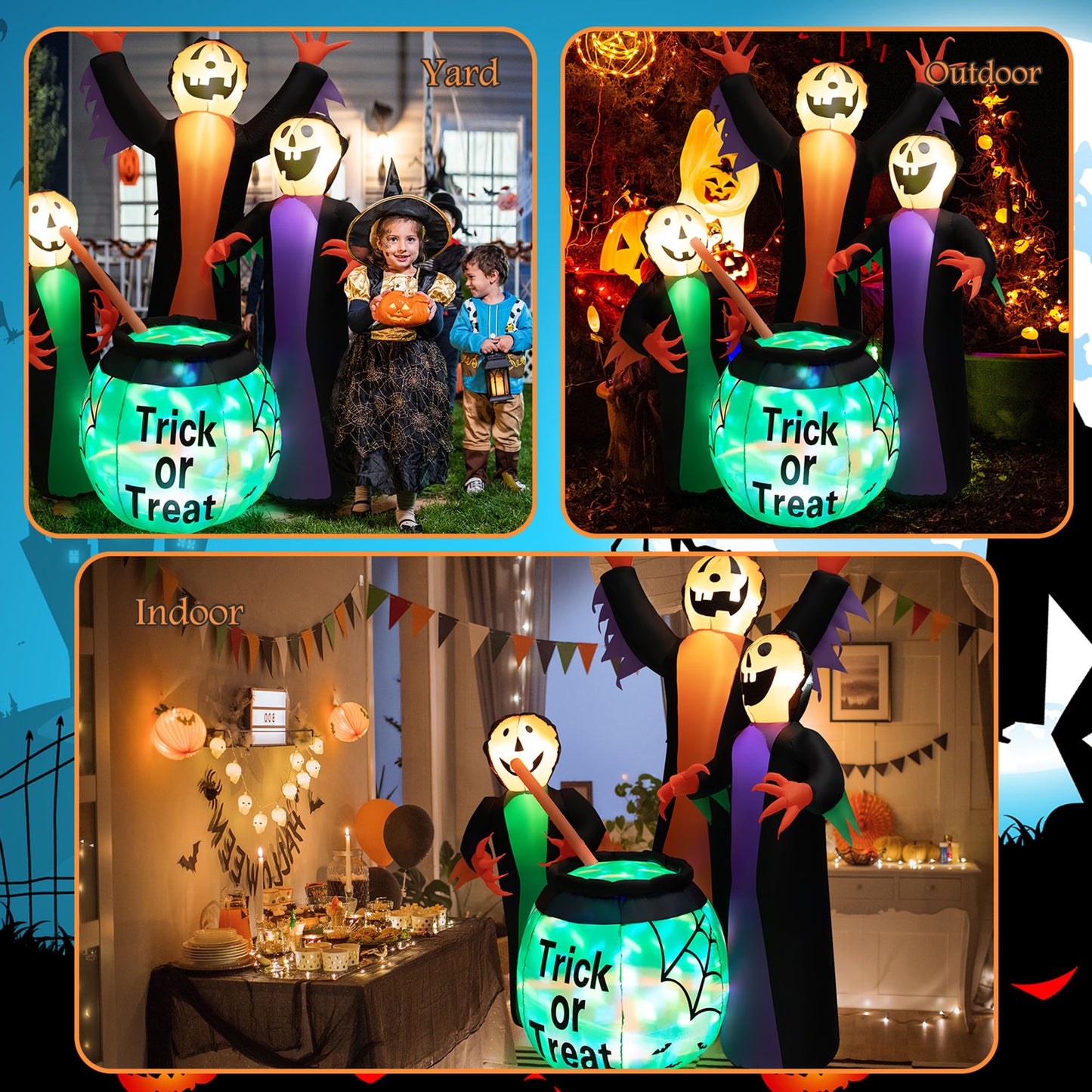 8' Halloween Inflatable Witch Decor w/ Bright LED Lights