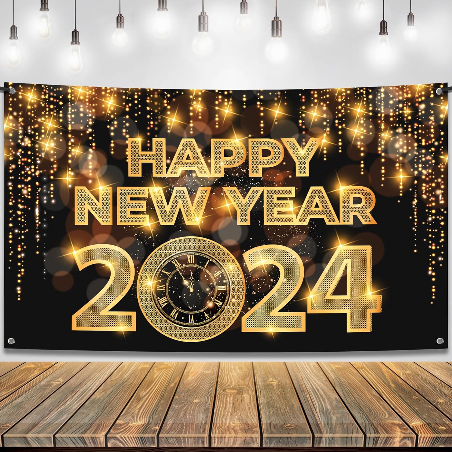 XtraLarge Happy New Year Banner 2024 - New Year Backdrop, 72x44 Inch | Happy New Year Decorations 2024 | New Years 2024 banner for New Years Eve Party Supplies 2024 | NYE Decorations 2024