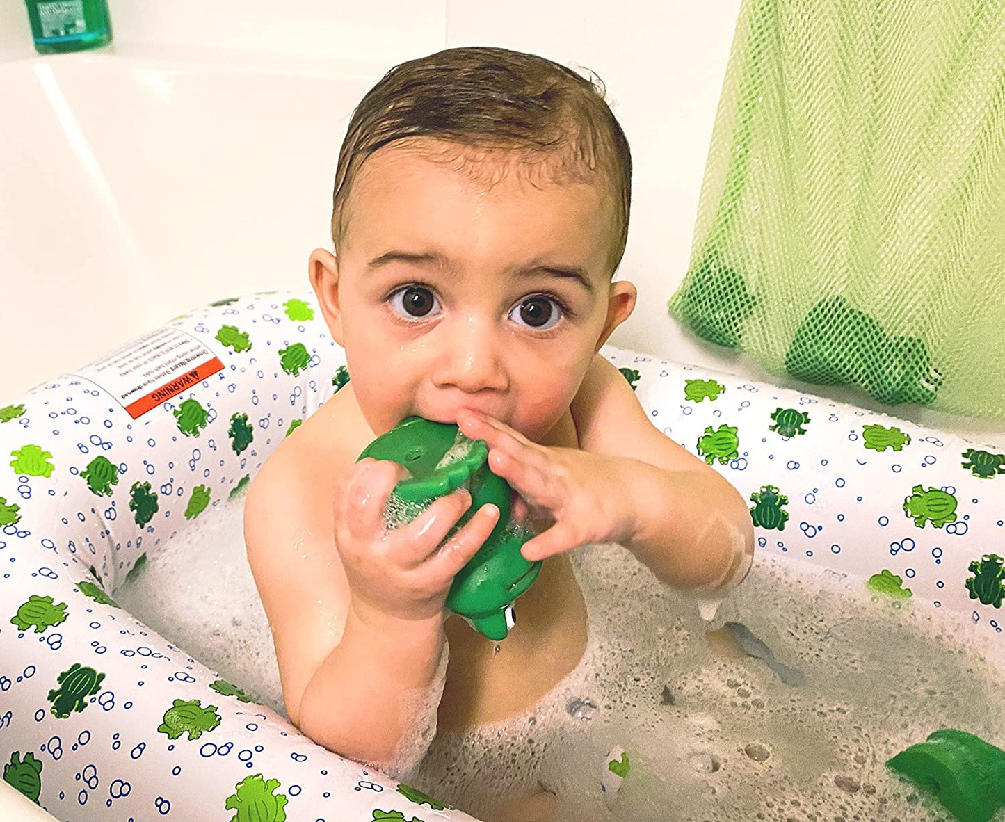 Inflatable Bath Tub Froggie Collection, White/Green, 6-24 Months