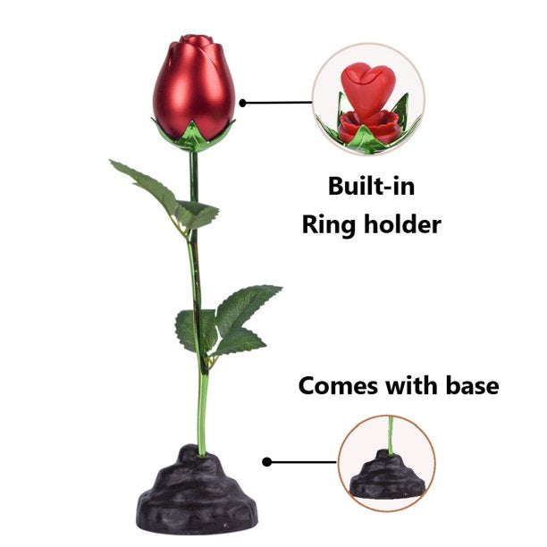 Metal Rose Flower Tabletop Ornament w/ Base- Great Gifts Idea Rose for Valentine's Day, Birthday, Mother's Day