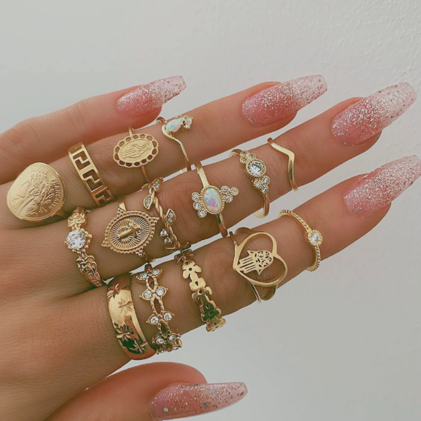 15 Packs Women Stackable Vintage Rings Set