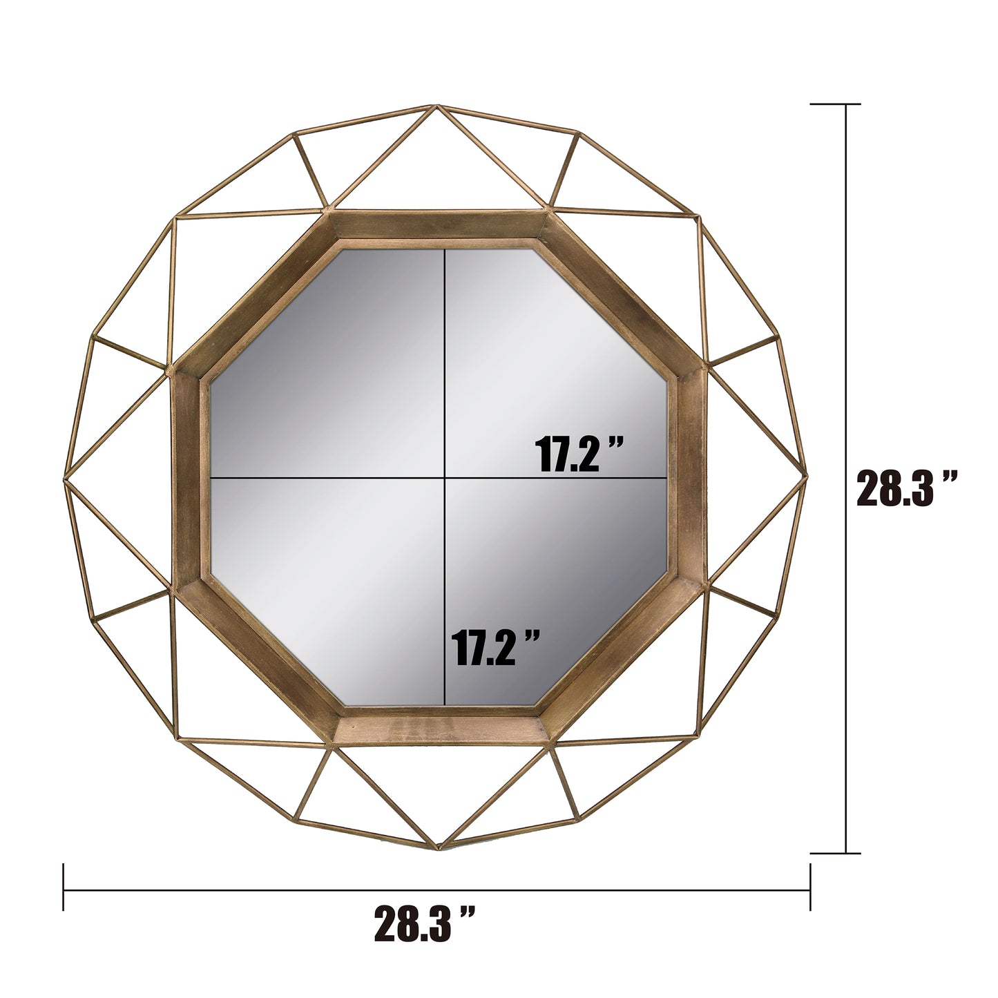 28.3"  Modern Geometric Metal Wall Mirror