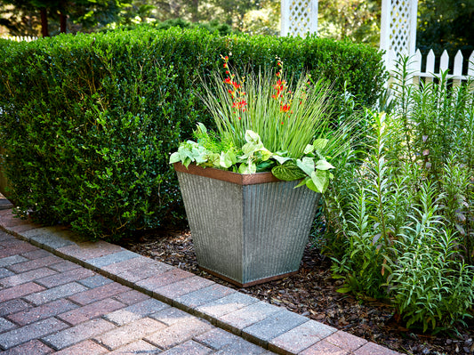 16" X 16" X 16" Square Rustic Galvanized Westlake Planter