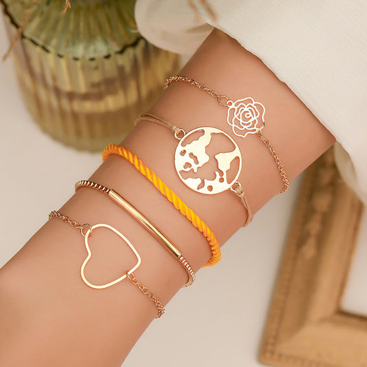 Boho Multilayer Bracelet Set Women Cuff Bangle Chain