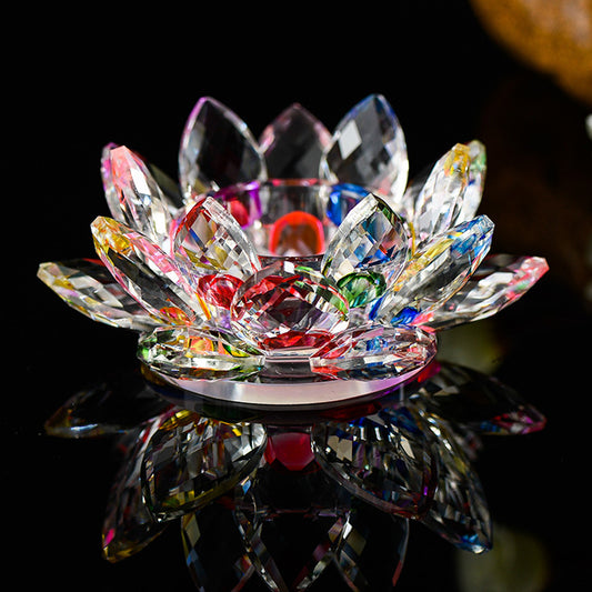 Lotus Glass Crystal Candle Holder for Home Decoration