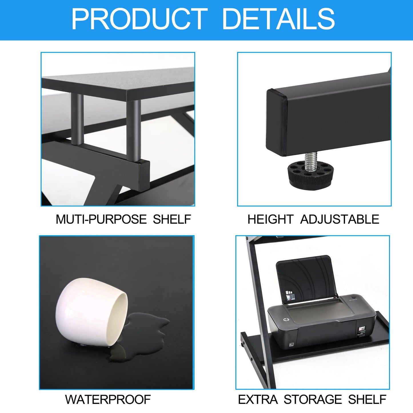 27.6" Computer Desk w/  2-Monitor Shelf & Office Storage