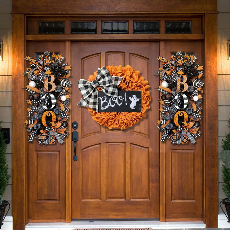 Fall Wreath Front Door Ornament for Halloween Decoration