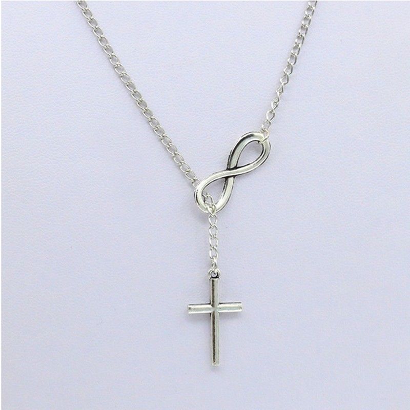 Stainless Steel Infinity Charm Cross Pendant for Women