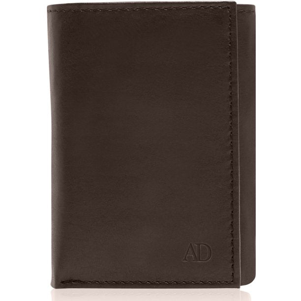 Genuine Brown Leather Men's Trifold Wallet With ID Window Gifts For Men RFID Blocking