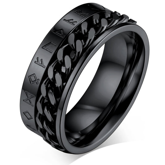 Nordic Viking Spinner Runes Ring Men