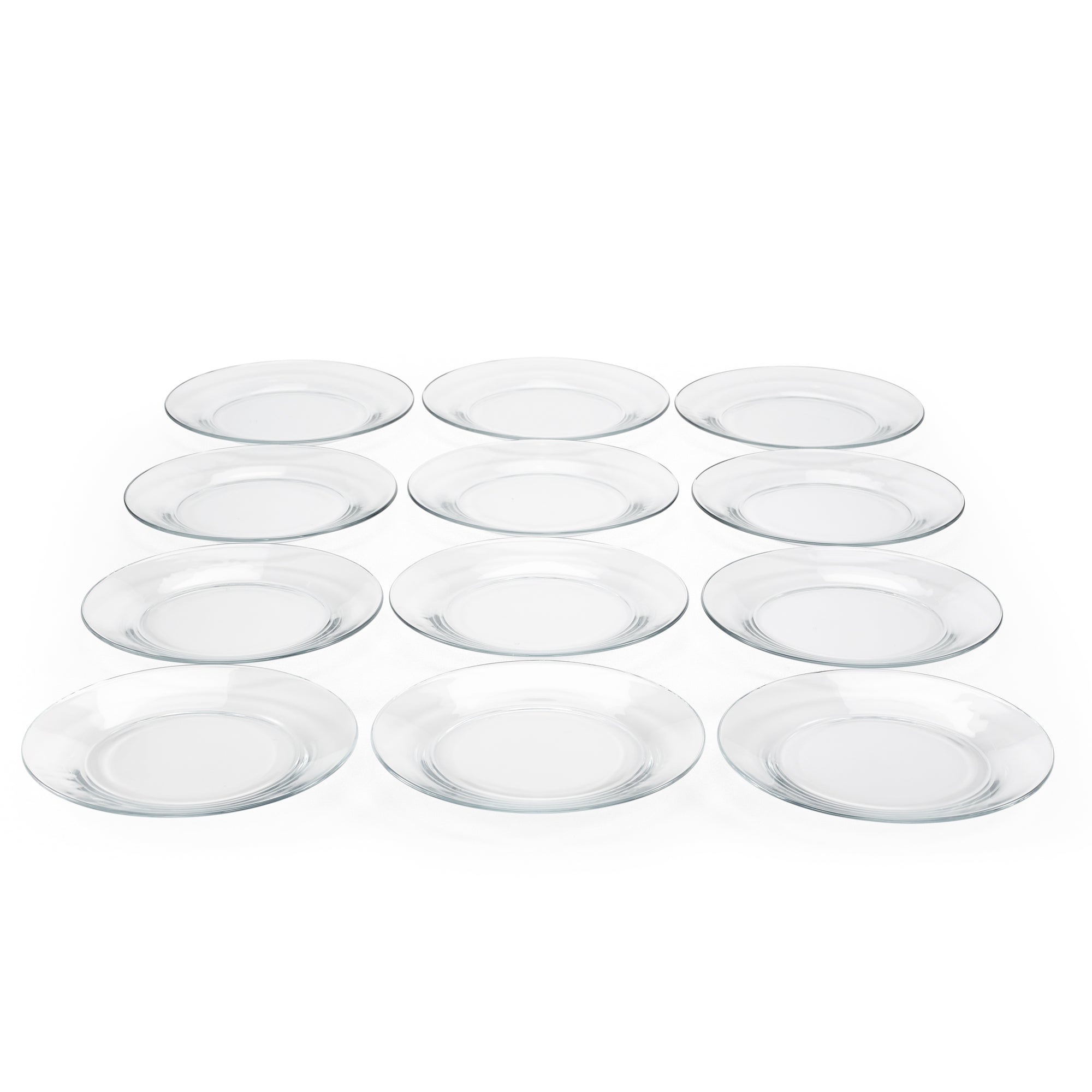 Set of 12 Round Glass Dinner Plates