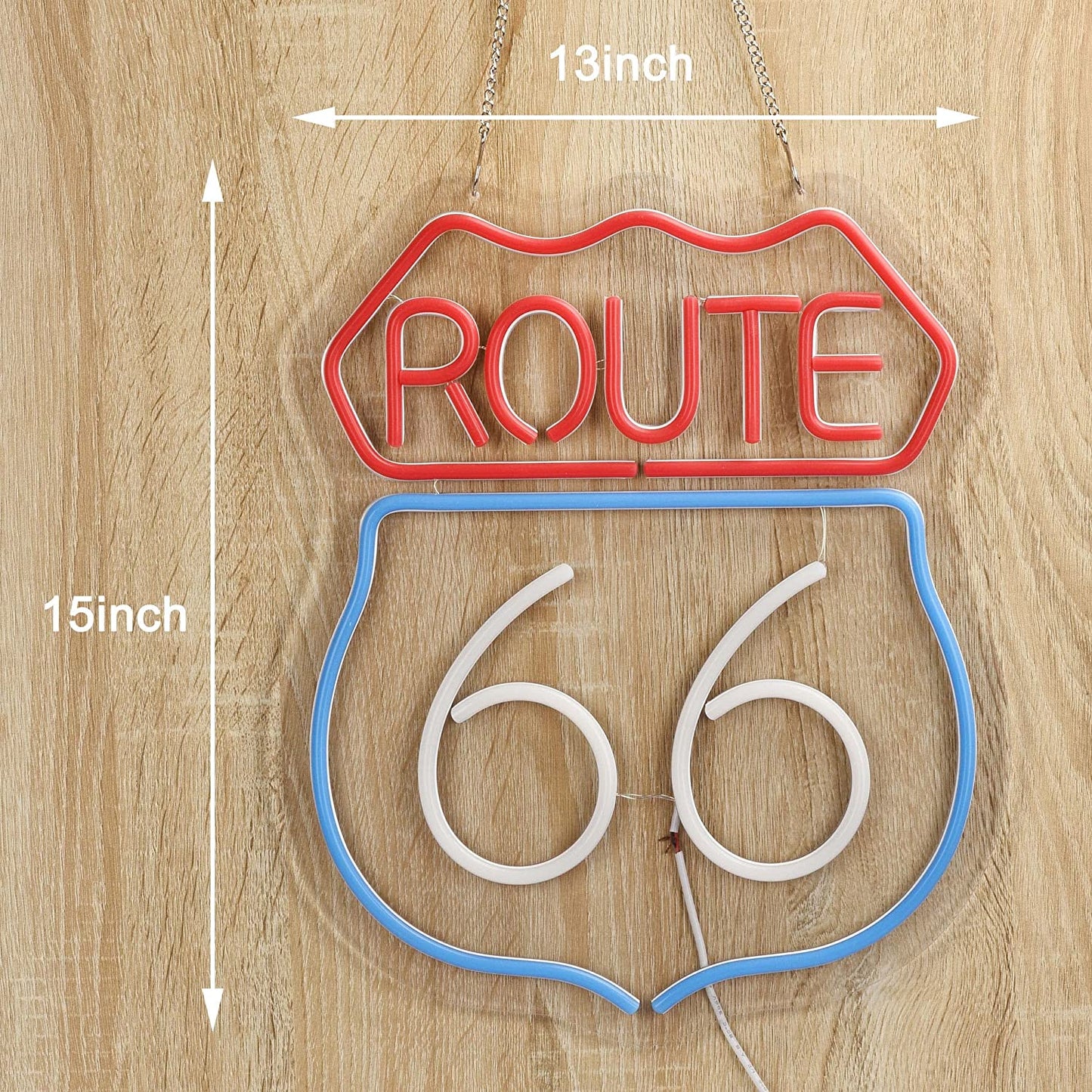 Historic Route 66 Neon Sign Wall Art Decoration