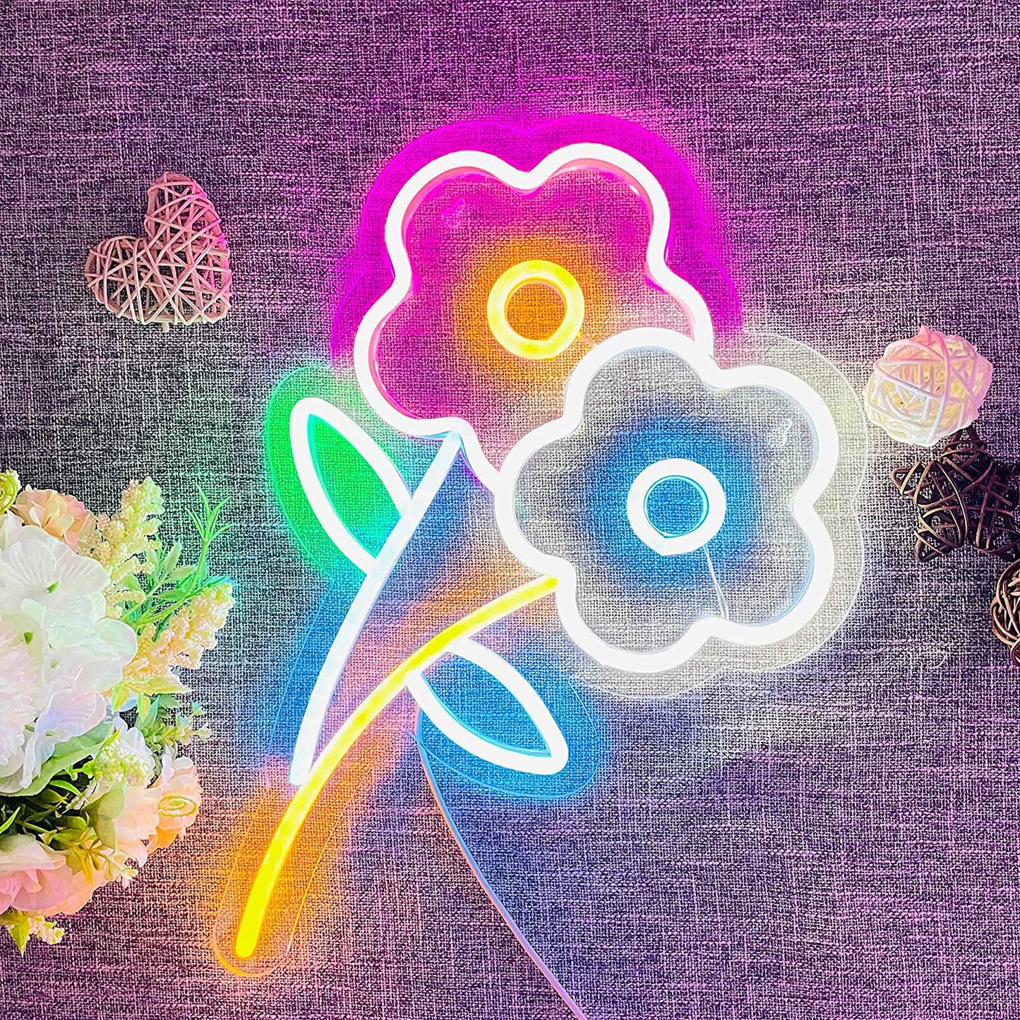 Bundle of Flower Neon Sign LED Wall Decoration