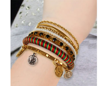 7Pcs Bohemia Burnished Gold Bangle Bracelet Set for Women